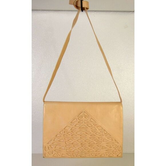 VTG ANDREA PFISTER ITALY CREAM BLUSH GENUINE LEATHER SHOULDER BAG XBODY PURSE - Picture 5 of 12